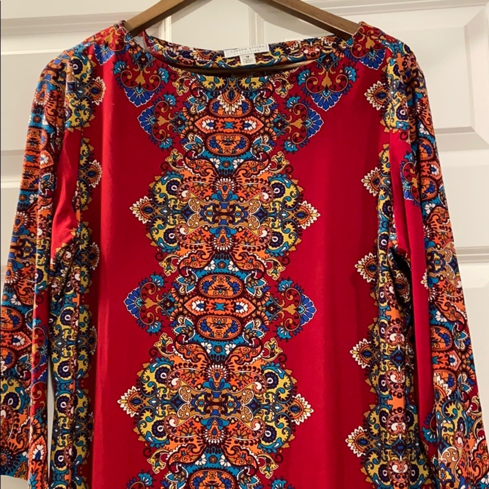 New London Style Red Paisley Print Dress Size 18